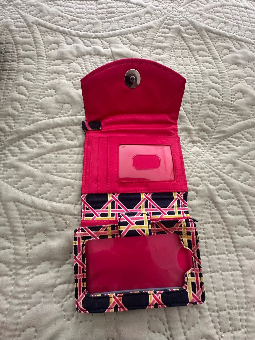 Vera Bradley Quilted Navy Floral Trifold Wallet - Picture 3 of 5